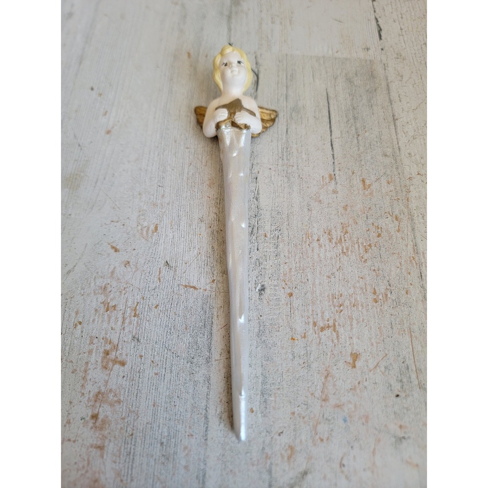 Vintage angel star icicle ceramic religious ornament Xmas home decor